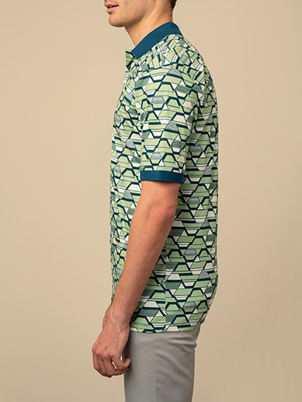 Polo Mens Geo Printed Golfer In Green