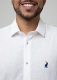 Polo Plain Linen Shirt For Men In White