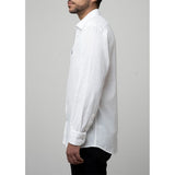 Polo Mens Long Sleeve Plain Linen Shirt In White
