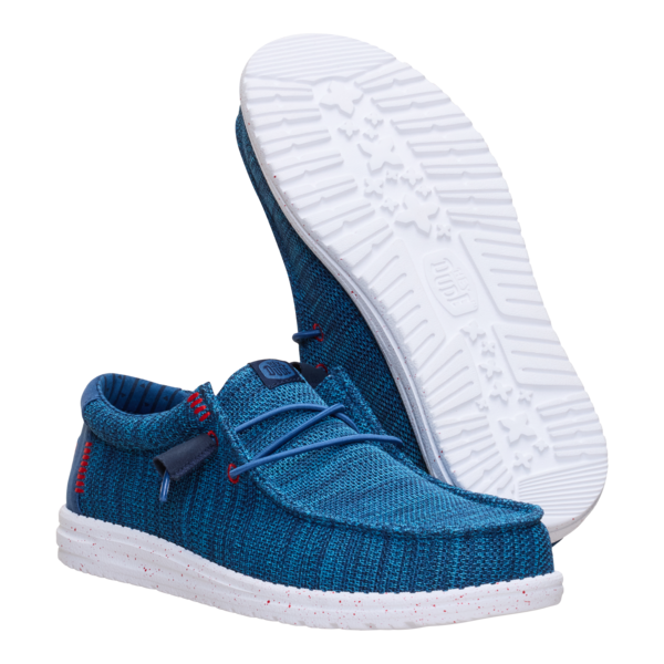 Hey Dude Mens Wally Stretch Mesh Shoes In Blue