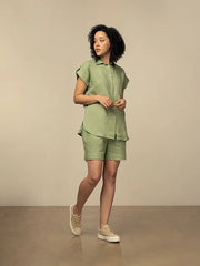 Polo Wmn Nicky Linen Ss Shirt Mint