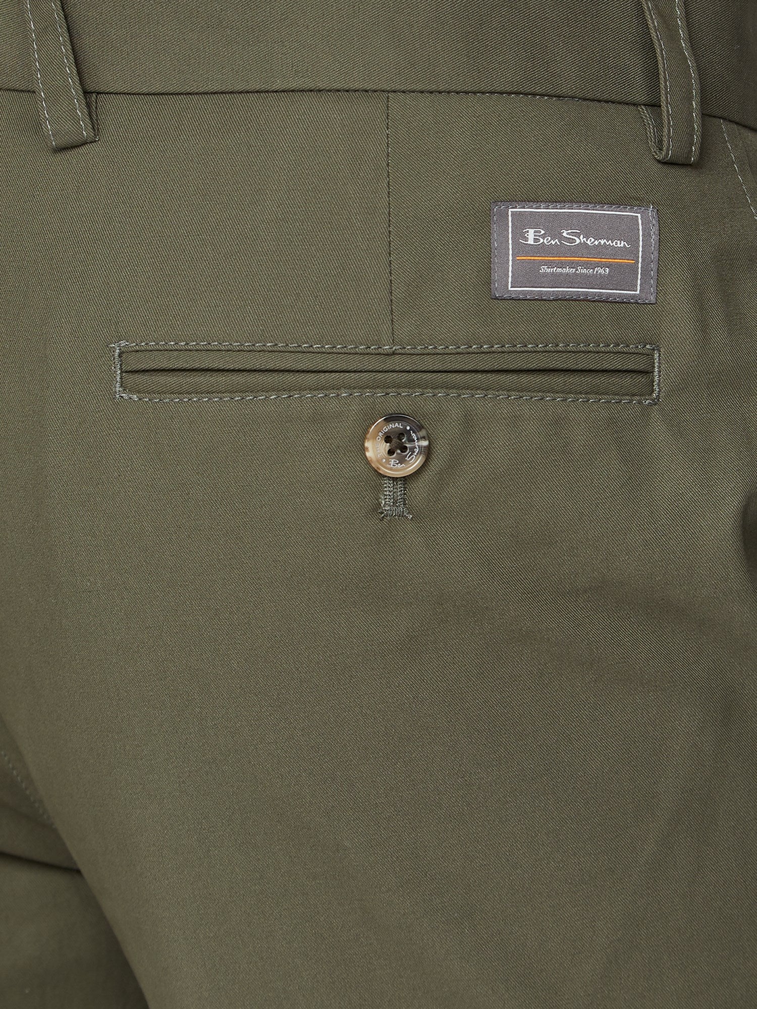 Ben Sherman Mens Straight Fit Chinos In Olive