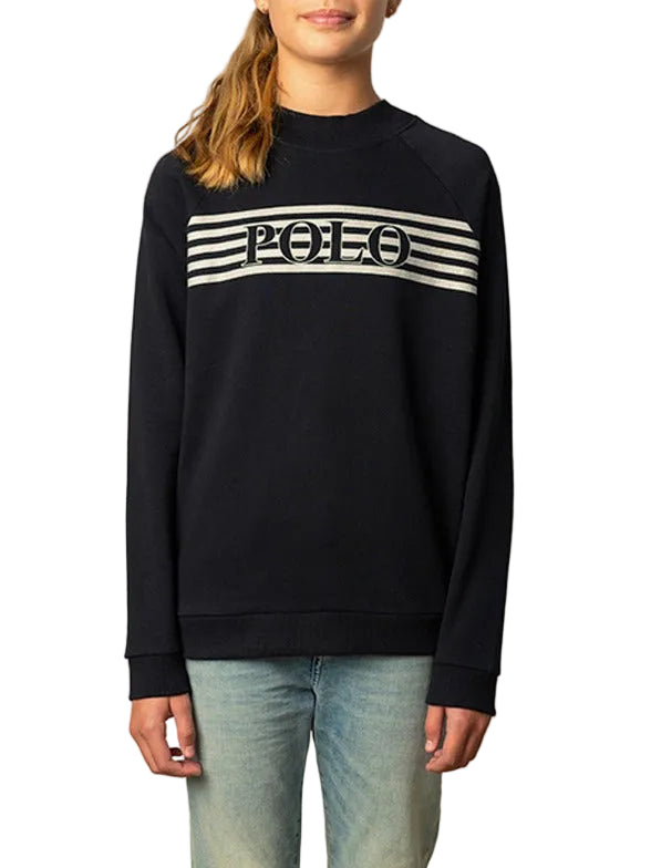 Polo Girls Skylar Printed Sweater In Black
