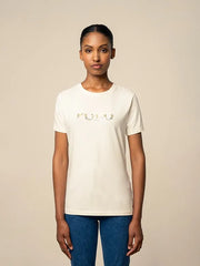 Polo Womens Mbali Short Sleeve Sequin T-Shirt Off White