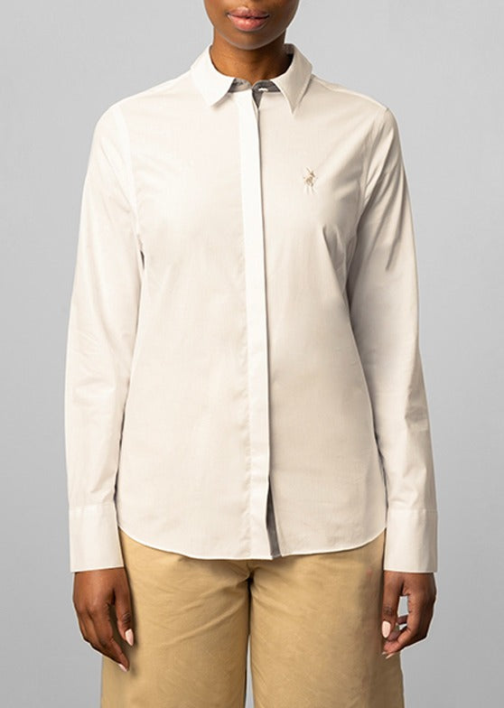 Polo Womens Jamie Long Sleeve Shirt In White