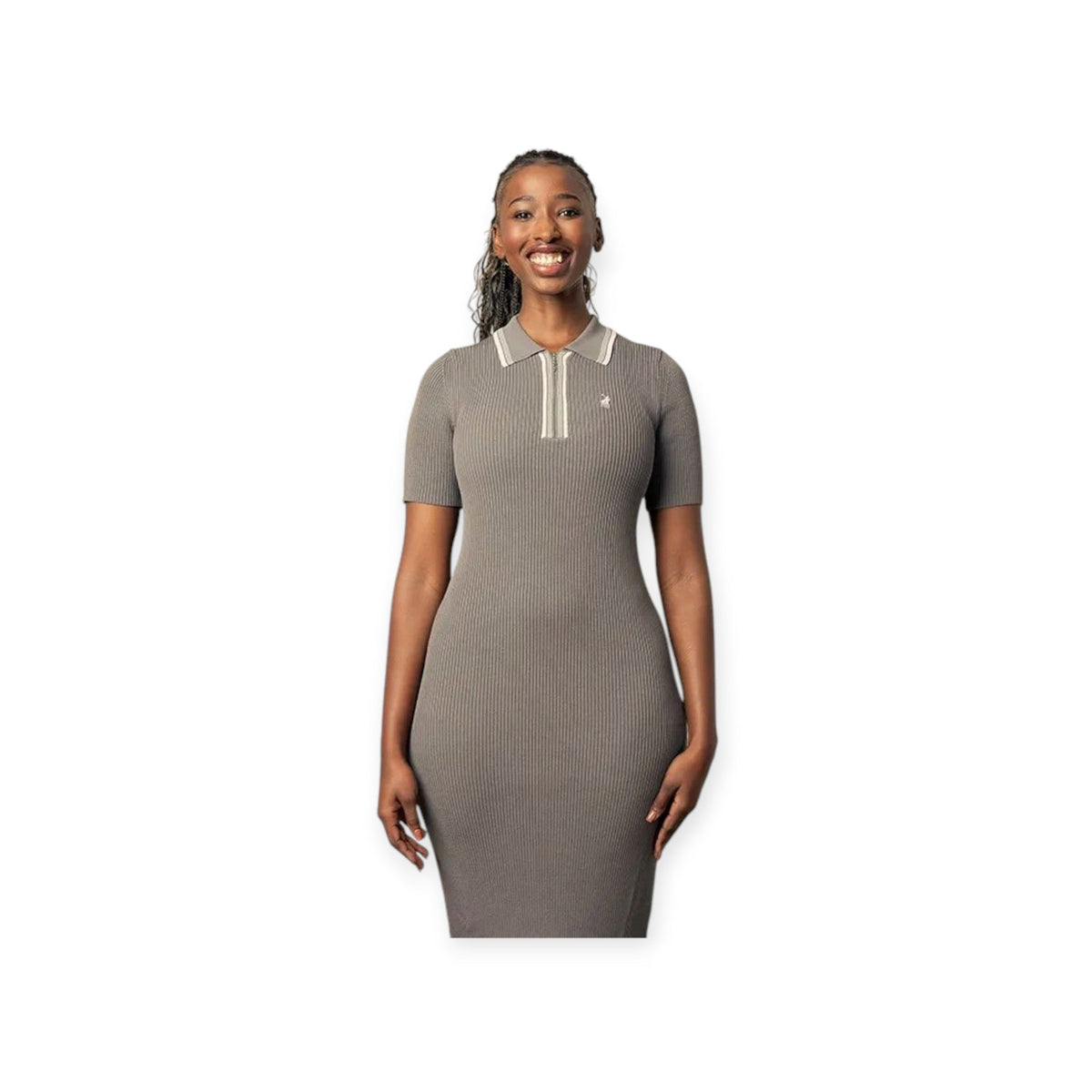 Polo Women Payton Short Sleeve Grey Knitted Golfer Dresss