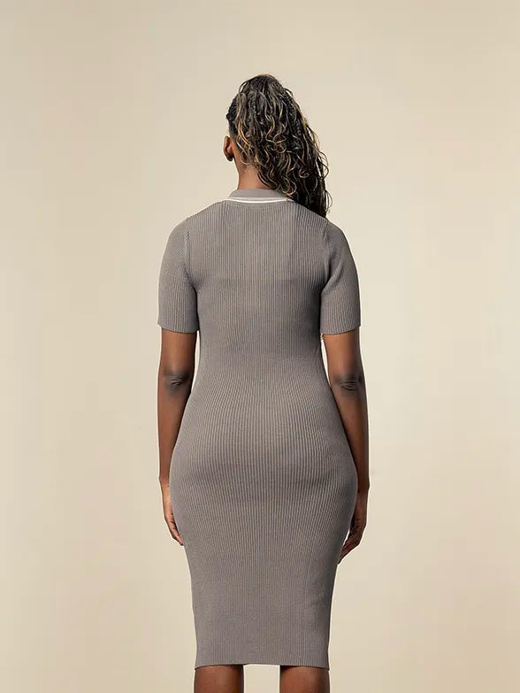 Polo Women Payton Short Sleeve Grey Knitted Golfer Dresss