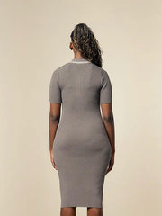 Polo Women Payton Short Sleeve Grey Knitted Golfer Dresss