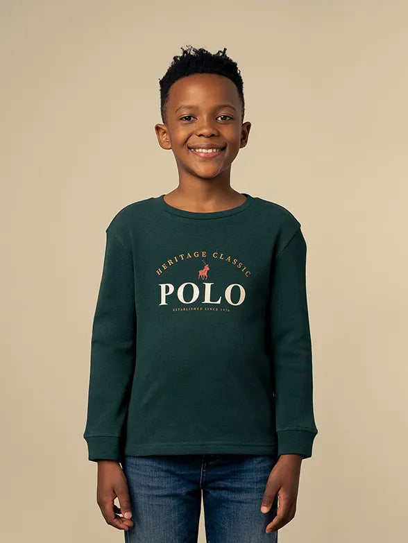 Polo 0055418 Boys Pantrick Textured Ls Tee  Forest