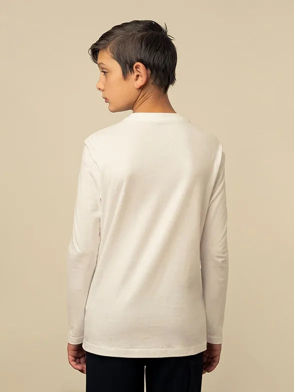 Polo Boys Gary Printed Long Sleeve White T-Shirt