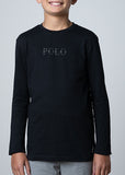 Polo Boys David Printed Long Sleeve T-Shirt In Black