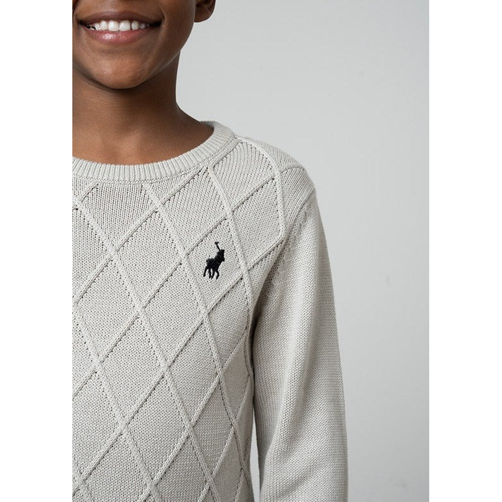 Polo Boys Argyle Jersey In Light Grey/Navy