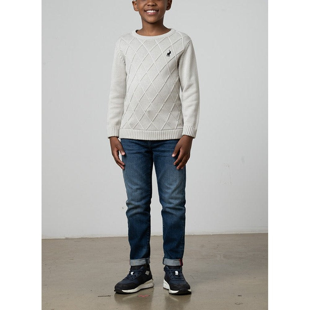 Polo Boys Argyle Jersey In Light Grey/Navy