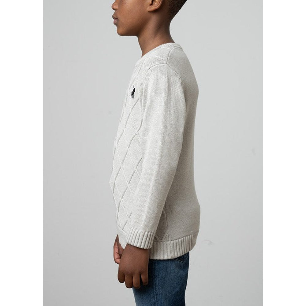 Polo Boys Argyle Jersey In Light Grey/Navy