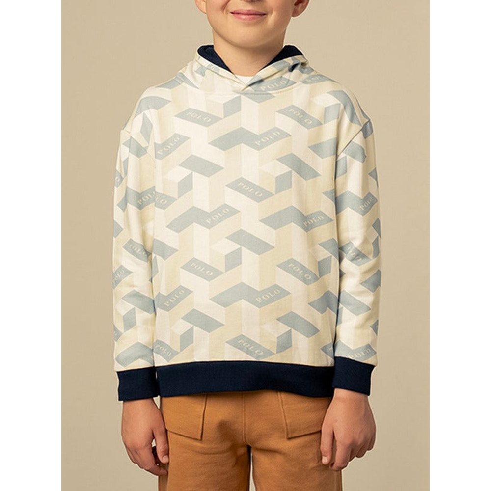Polo Boys Blake Monogram Long Sleeves Hoody In Blue Multi
