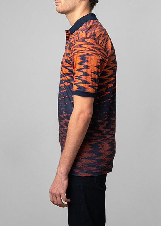 Polo Mens Distorted Print Golfer In Orange