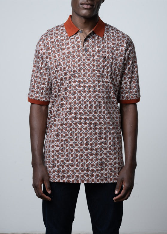 Polo Mens Geometric Golfer In Brown