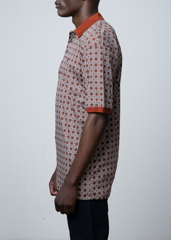Polo Mens Geometric Golfer In Brown