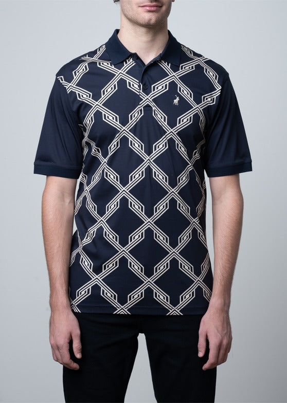 Polo Mens Geo Print Golfer In Navy