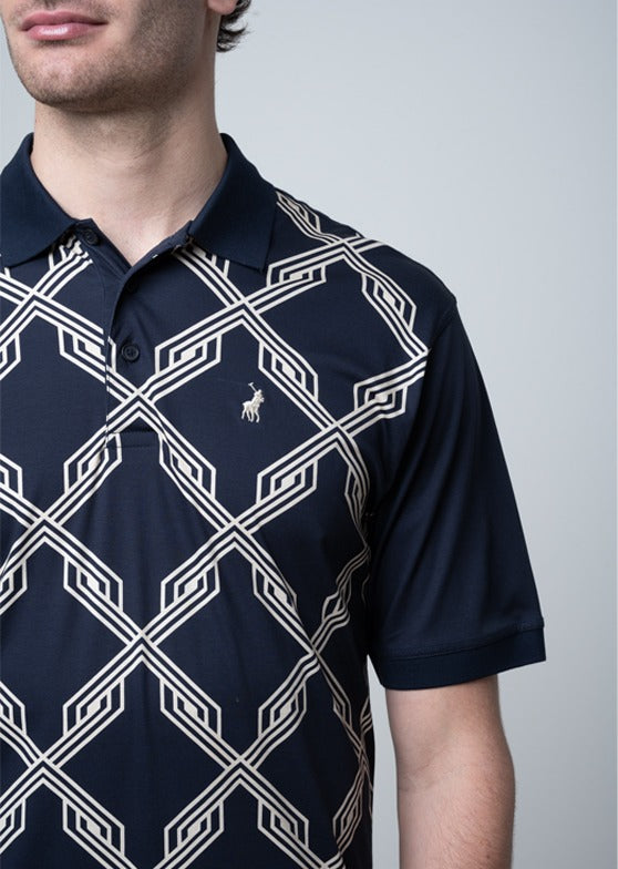 Polo Mens Geo Print Golfer In Navy