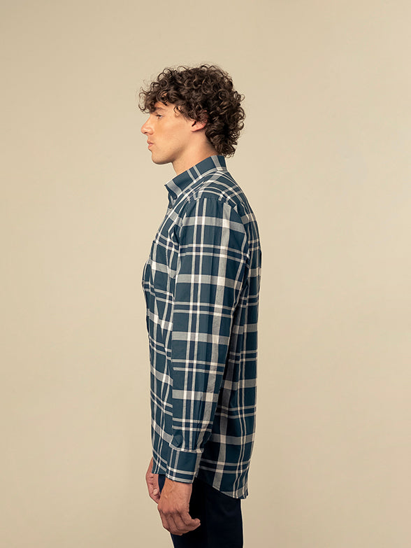 Polo Mens Easy Care Check Shirt In Dark Green
