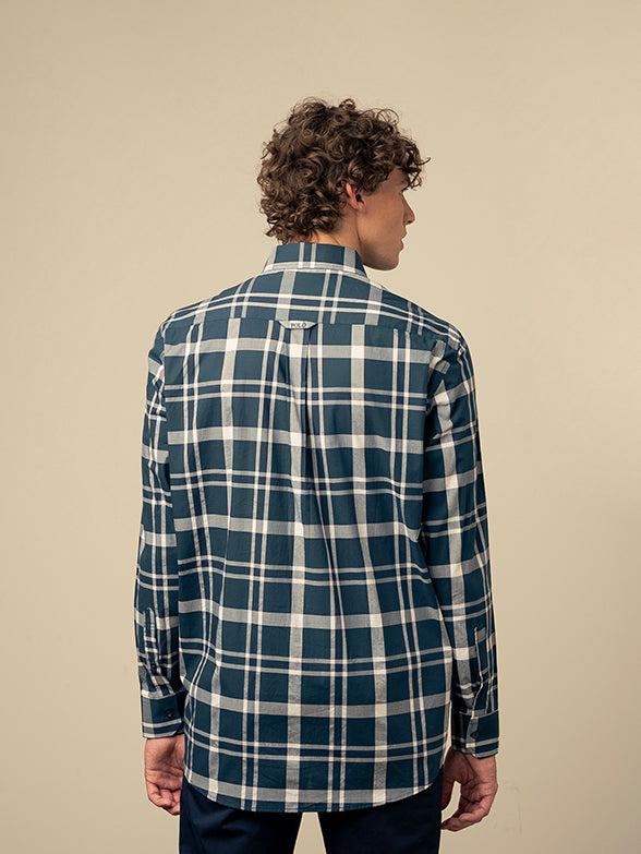 Polo Mens Easy Care Check Shirt In Dark Green
