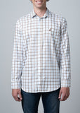 Polo Mens Easy care Small Check Long Sleeve Shirt In White