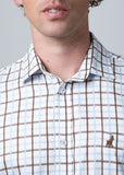 Polo Mens Easy care Small Check Long Sleeve Shirt In White