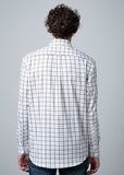Polo Mens Easy care Small Check Long Sleeve Shirt In White
