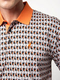 Polo Mens Geo Printed Golfer In Orange & Beige