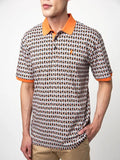 Polo Mens Geo Printed Golfer In Orange & Beige