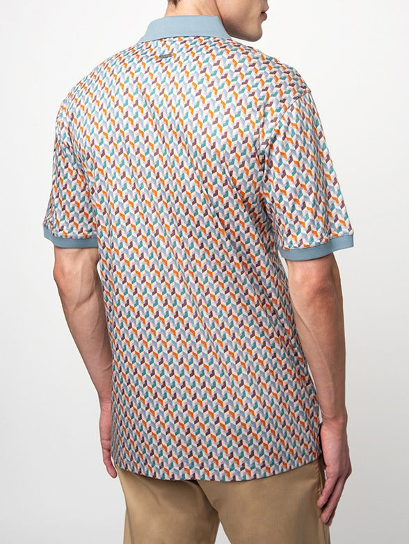 Polo Mens Abstract Printed Golfer In Orange Multi