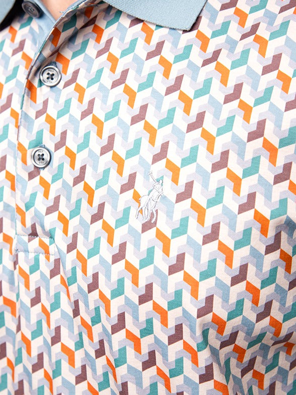 Polo Mens Abstract Printed Golfer In Orange Multi