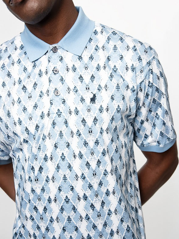 Polo Mens Printed Argyle Golfer In Blue