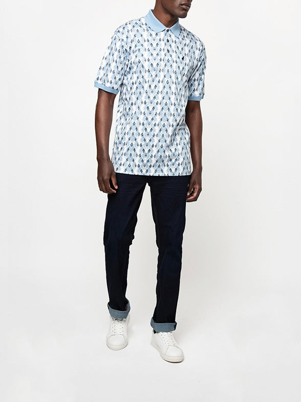 Polo Mens Printed Argyle Golfer In Blue