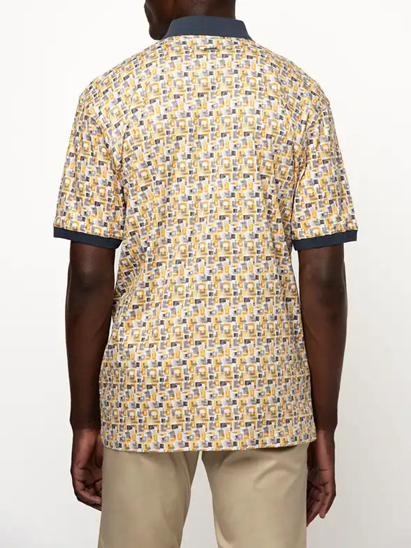 Polo Mens Abstract Printed Golfer in Yellow Multi