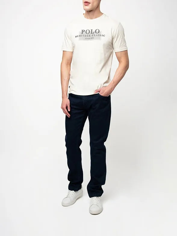 Polo Mens Printed Graphic T-Shirt In Off White