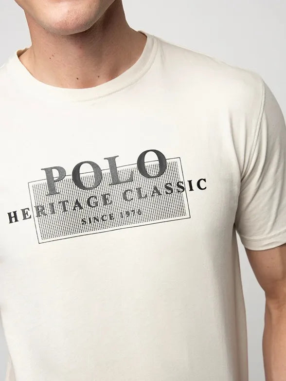 Polo Mens Printed Graphic T-Shirt In Off White