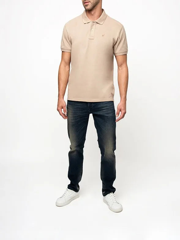 Polo Mens Taupe Essential Pique Ss Golfer