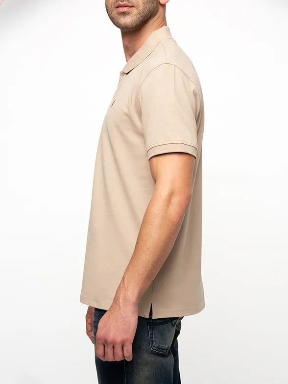 Polo Mens Taupe Essential Pique Ss Golfer