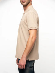 Polo Mens Taupe Essential Pique Ss Golfer