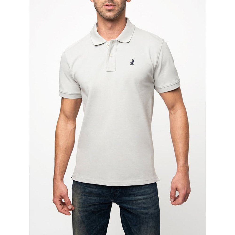 Polo Mens Essential Pique Golfer In Light Grey