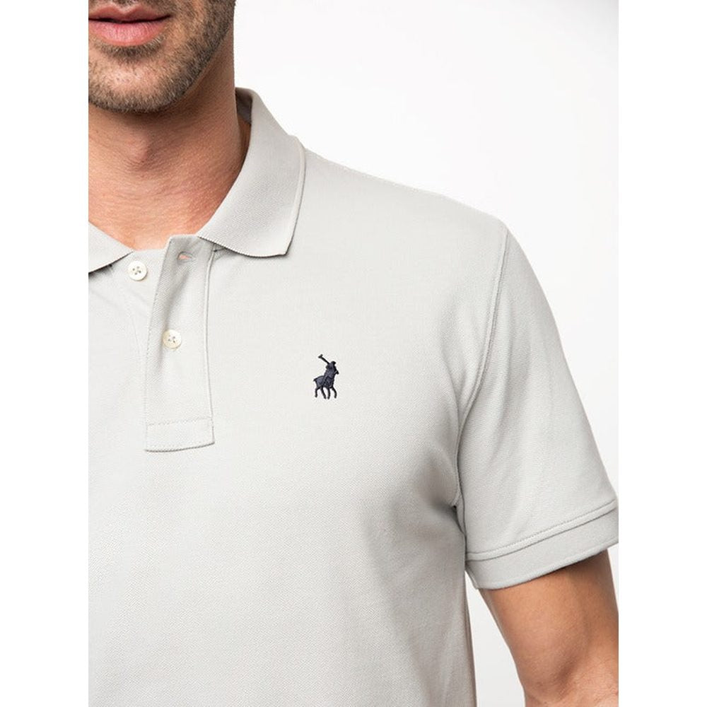 Polo Mens Essential Pique Golfer In Light Grey