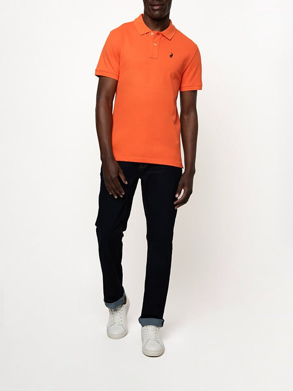 Polo Mens Essential Pique Short Sleeves Golfer Orange