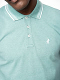 Polo Mens Tipped Melange Golfer In Aqua