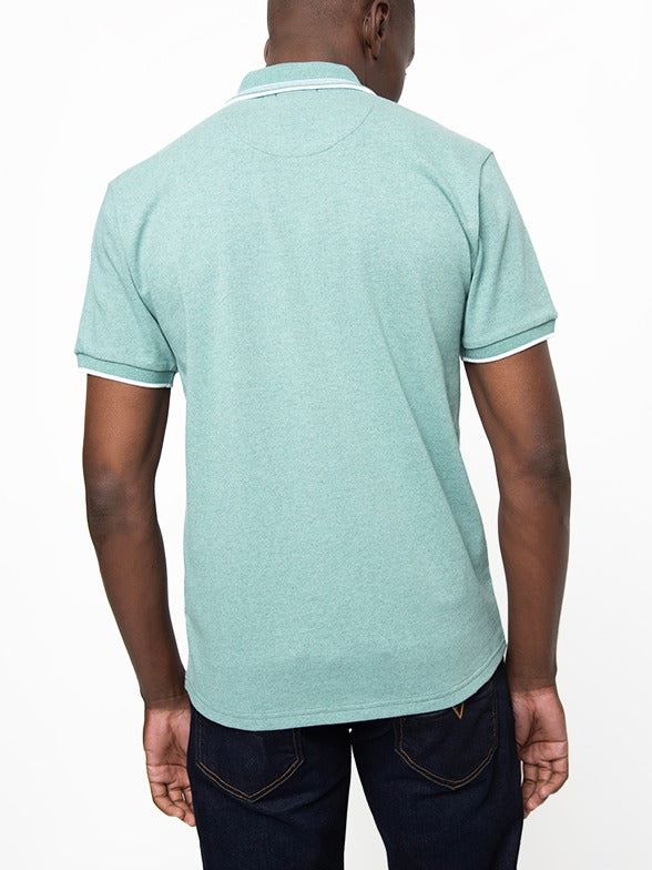 Polo Mens Tipped Melange Golfer In Aqua