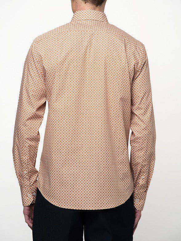 Polo Mens Long Sleeve Geometric Prrinted Shirt In Camel