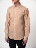 Polo Mens Long Sleeve Geometric Prrinted Shirt In Camel