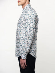 Polo Abstract Printed Mens Shirt in Blue