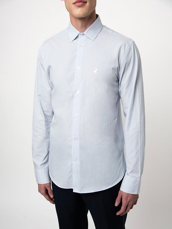 Polo Mens Long Sleeves Micro Dobby Check Shirt White